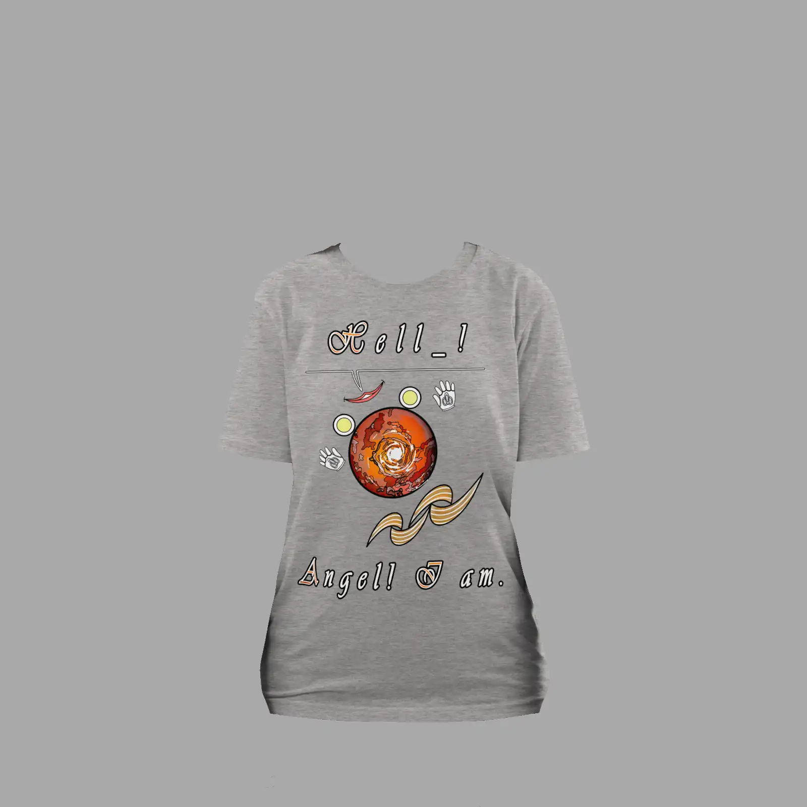 Unisex Organic Cotton T-Shirt Hello Angel Heather Grey - Image 3