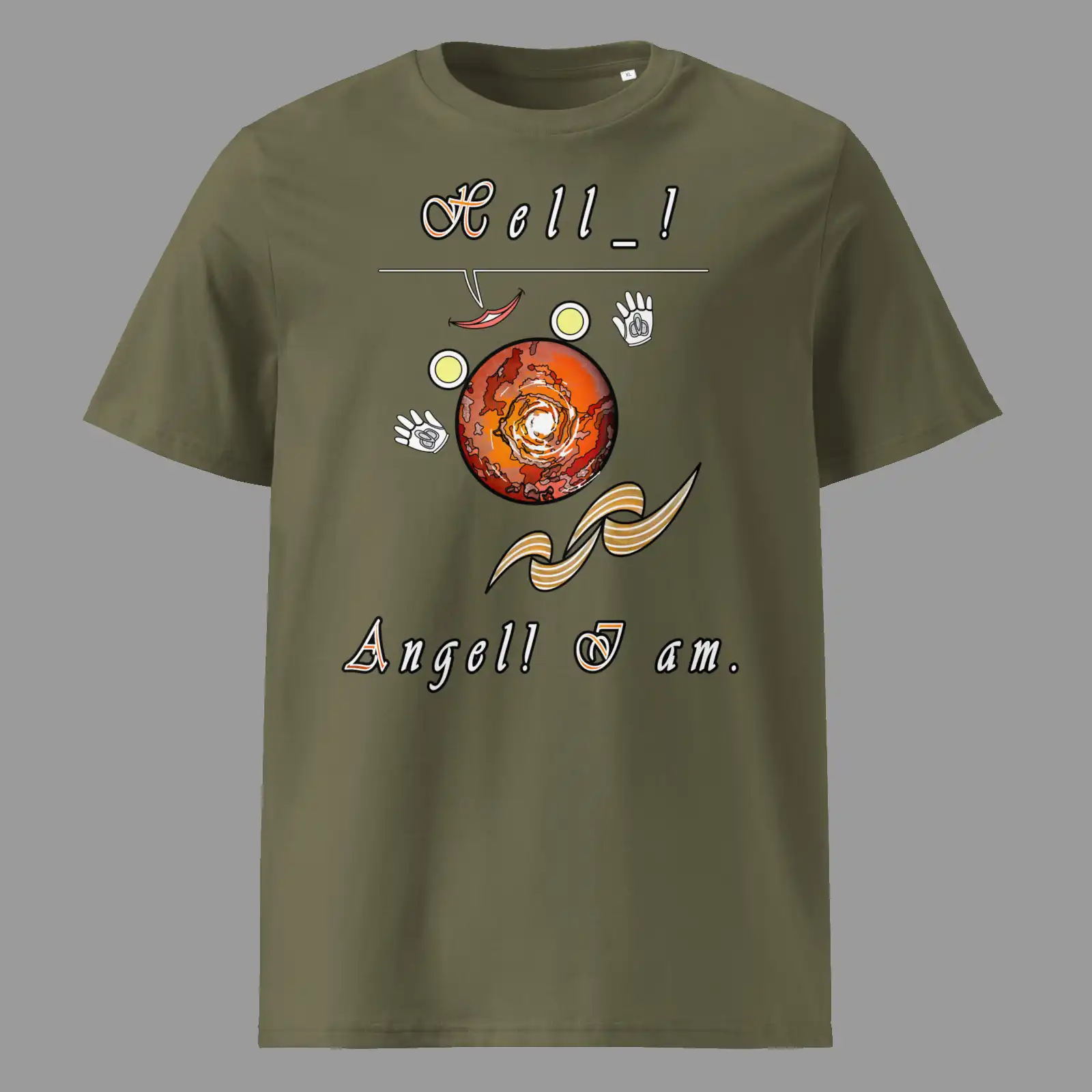 Unisex Organic Cotton T-Shirt Hello Angel Khaki
