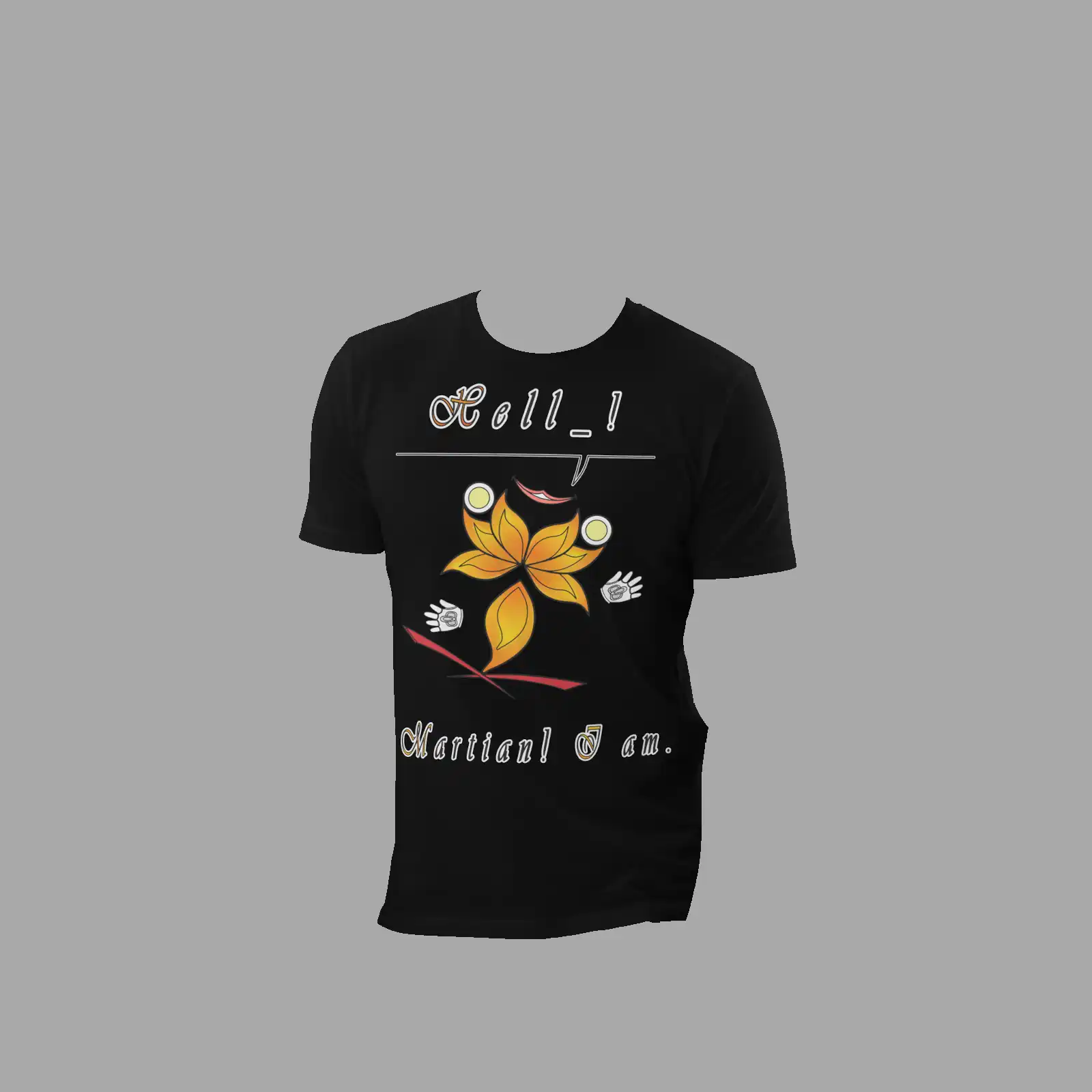 Unisex Organic Cotton T-Shirt Hello Martian Black - Image 3