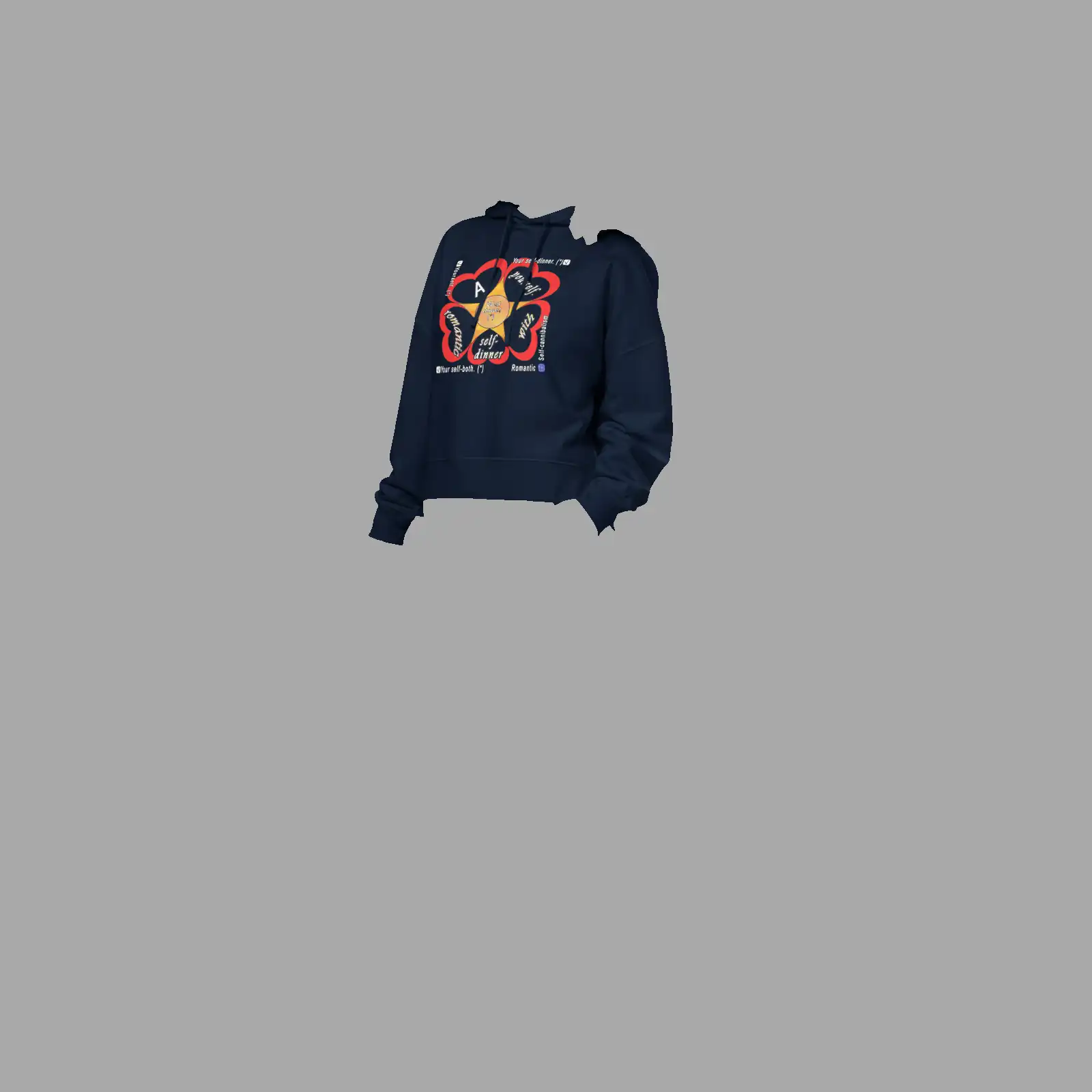 Womens Organic Hoodie Romantic Self-cannibalism French Navy - Image 3